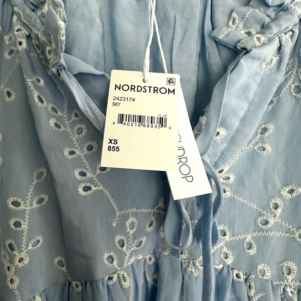 Stitchdrop Nordstrom Blue Embroidered Sleeveless Dress NWT - Picture 2 of 5